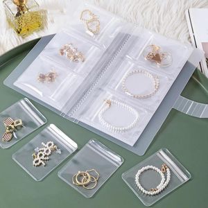 Bolsas de jóias armazenamento desktop gaveta organizador caixas transparente colar pulseira anel livro titular saco