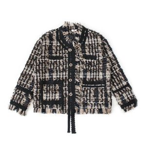 Charlie Luciano Women's Short Shirt Jackets Button CL Small Fragrance Braided Plaid Mens Coats Shackets Gold Black White Warm Outwear Streak Tartan Parkas Clothing