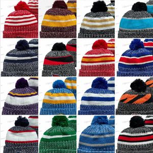 New All Team Football Sport Stripes Cuffed Knit Hat Brand Fashion Fans Store Baseball Sports Beanie Hats Bones Skullies Cuffed Knit Caps One Size Se21-013