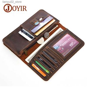 Money Clips Joyir Men orygine skórzane portfel mężczyźni moneta torebka vintage długie męskie portfele perse solidna karta uchwyt sprzęgła karteira hombre dla mężczyzn Q230921