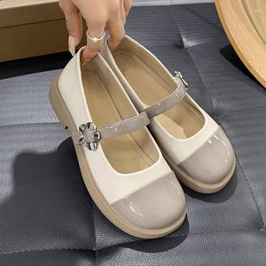 Sapatos de vestido Mary Jane para mulheres dedo do pé redondo sapato único cores misturadas bombas de salto baixo fivela cinta casual raso zapatos para mujeres