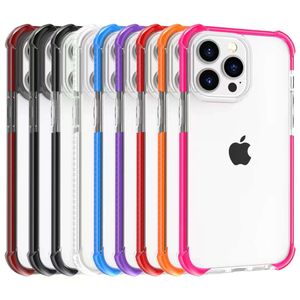 İPhone 15 Pro MAX Çift Renkli Şeffaf Şeffaf Şok geçirmez Hibrid Zırh Tamponu I14, I14 Pro, 13Pro Max, 13, 12 11 XSmax 7 Plus Kapak için