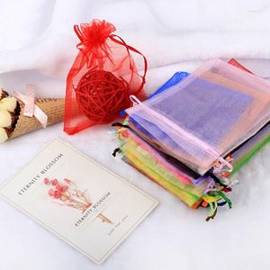 Confezione regalo 100 pezzi di sacchetti per imballaggio di gioielli in organza 9x12 cm Sacchetti per feste bomboniere Natale all'ingrosso