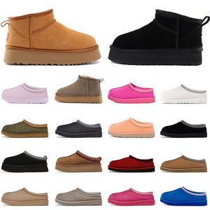 Designer Flauschige Schneestiefel Mini Damen Winter Ugslies Australien Tasman Plattform Ug Stiefel Pelz Slipper Knöchel Wolle Schuhe Schaffell Leder