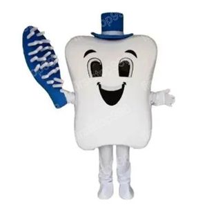 Costume da mascotte per denti con spazzolino blu di Halloween Personaggio a tema anime di cartone animato di alta qualità per adulti Vestito per pubblicità esterna per feste di Natale