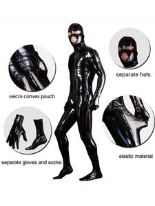 Catsuit Costumes Mens Wet Look PVC Catsuit Shiny PU Leather Bodysuit Tights Cosplay Zentai Bodystocking Sexy Clubwear Conjoined Leotard Jumpsuit