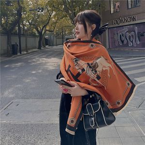 Light Luxury Brand Designer Scarf Women's Autumn and Winter Carriage Cashmere Double sided Air Conditioned Shawl Thickened Warm Neck Outward Style