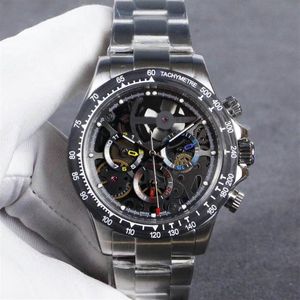 New Artisans De Geneve Skeletonised La Montoya 116520 Automatic Mens Watch Carbon Fiber Bezel Rose Gold Steel Brac190r