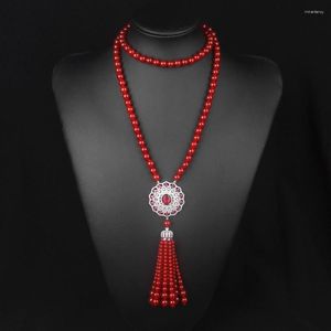 Chains Natural Red Agate Necklace Zircon Inlaid With Sunflower Ruby Crystal Women's Long Sweater Chain