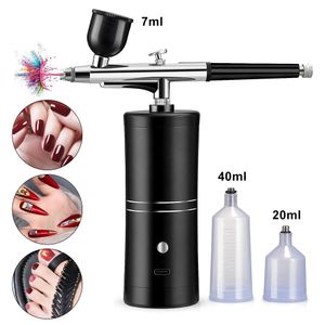 Dispositivos de cuidados faciais Airbrush Nail Art Paint Spray com Compressor Decoração Bolo Portátil Unhas Colorindo Air Brush Gun Névoa Pulverizador Recarregável 230920