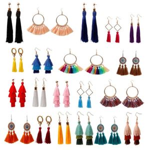 Dangle lustre borla brincos para mulheres colorido gota gancho franja conjunto hoop tassle jóias aniversário gift199k