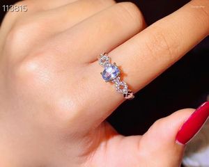 Cluster Anéis O presente para sua namorada Aquamarine Anel 925 Sterling Silver Natural e Real Fine Jewelry