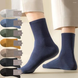 Men's Socks 96% Pure Cotton 5 Pairs/Lot High Quality Business Antibacterial Long Thick Casual Breathable Autumn Winter