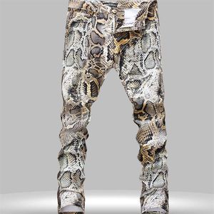 Dżinsy drukowane w stylu całego europejskiego i amerykańskiego dla mężczyzn męskie spodnie do druku szczupłe proste spodnie dla mężczyzn Shipp263p