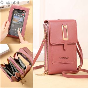 Mulheres Bolsas Bolsas de Cartão Cartilhas de Couro Macio Touch Tela Celular Bolsa Crossbody Strap Bolsa para carteira feminina feminina barata