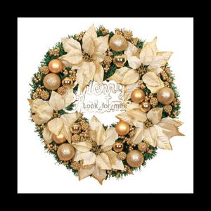 Christmas Decorations Decorative Christmas Wreath Front Door Hanging Christmas Wreath Golden Wreath Hotel Mall Home Decoration(30cm) HKD230921