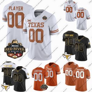 Camisas de futebol personalizadas NCAA College Texas Longhorns Xavier Worthy Malik Agbo Gus Asel Patrick Bayouth Juan Davis Gunnar Helm Will Randle quatro camisas esportivas