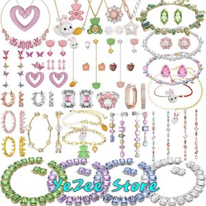 Charms Original Trend Christmas Gift Jewelry Series Pink Green Fashion Charm Necklace Earring Bracelet Women 230921