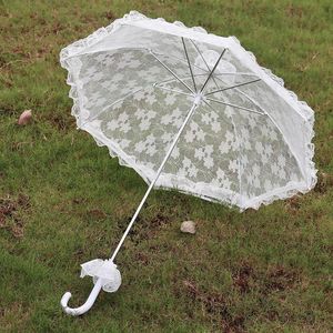 Guarda-chuvas presente de casamento Giveaway Vintage Lace Umbrella Parasol Sun Decoração Pogal Branco Bege 230920