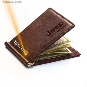 Money Clips % Genuine Leather Men Money Clip Card Wallet Luxury Design Fashion Slim Bifold Cash Clamp Cash Holder Thin Purse For Man Q230921