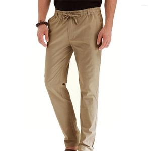 Calças masculinas homens verão chino casual cordão elástico solto calças moletom