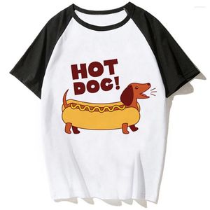 Kvinnors T-skjortor Sausage Dog Dachshund T-shirts Women Designer Manga Y2K Tee Kvinnliga kläder