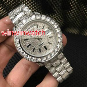 Luxury Mens full iced out Watch Big diamonds bezel 40mm wrist watch stainless steel full iced out silver case automatic watches267S