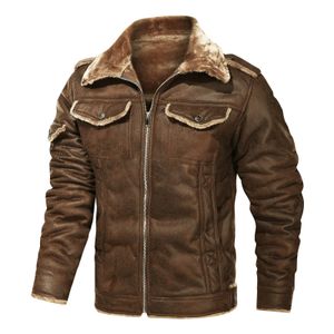Homens de couro falso inverno velo motocicleta jaqueta moda gola de pele blusão ropa de hombre casaco fino 230921
