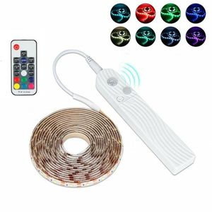 Luzes da noite sem fio pir sensor de movimento led luz 5v rgb tira flexível tv usb bateria cama armário armário guarda-roupa escadas gota deliv otl6k