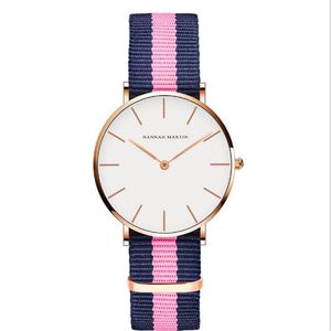 36MM Simple Womens Watches Accurate Quartz Ladies Watch Comfortable Leather Strap or Nylon Band Wristwatches a Variety Of Colors C159F