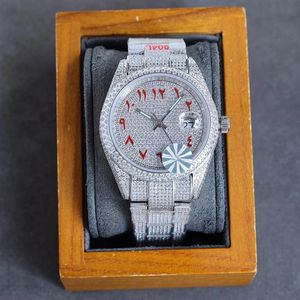 Orologio da uomo con diamanti pieni Orologi meccanici automatici 40mm con orologi da polso da donna in acciaio tempestato di diamanti Bracciale Montre d2670