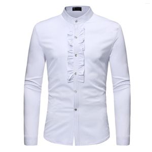 Camicie casual da uomo Camicie da uomo con volant pirata medievale rinascimentale Costume cosplay Steampunk vittoriano camicia da uomo festa di nozze Prom Camisa