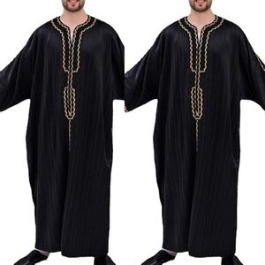 Roupas étnicas 2021 Homens Árabe Islâmico Kaftan Muçulmano Manga Longa Solta Abaya Robes Moda Arábia Saudita Dubai Mens Jubba Thobe279Z