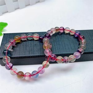 Link Bracelets Natural Fluorite Bracelet Fashion Gemstone Crystal Jewelry Bangle For Women Healing Bohemia Holiday Gift 1pcs
