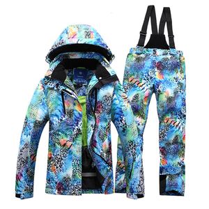 Лыжные костюмы Зимний лыжный костюм Женский комплект курток Высокое качество Ветрозащитный непромокаемый теплый большой цветной яркий Ms 230920