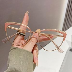 Sonnenbrillenrahmen Mode Retro Ultraleichte Legierung Spezifikationen für Frauen Optische Verordnung Rahmen Cat Eye Brille Damen Myopie Hyperopie