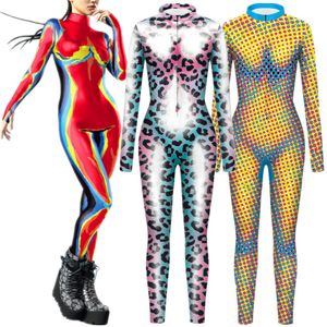Catsuit kostymer termisk avbildning täta fläckar leopard zebra jumpsuit catsuit sexiga kvinnor cosplay kostymer zentai halloween bodysuit