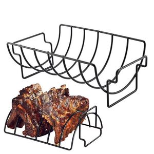 BBQ Tools Accessories Smoker Rib Rack For Grilling High Quality Drumsticks Holder Non Stick Grilled Meat Organizer Outdoor Camping lgbui 230920