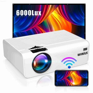 Projektörler WiMius Mini Projektör K2 WiFi Taşınabilir Ev Sineması Sinema Android Telefon 6000 Lunens Tam HD 1080p Projektör Ev Projektör L230923