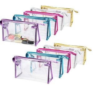 Blank Clear Flat Nylon Pouch PVC Waterproof Makeup Bags with Zipper Transparent Cosmetic Bag Toiletry Wash Bag Travel Storagebag for Women C357