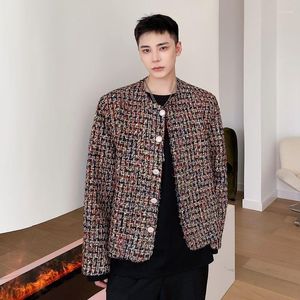 Jaquetas masculinas primavera outono causal jaqueta retro cor tweed material rufião bonito xadrez alta rua casaco masculino roupas