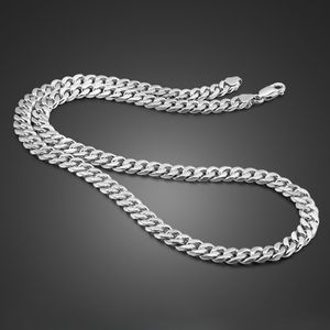 Chokers Original 100 % 925 Sterling Silber Herren-Halskette, modische Punk-Panzerkette, kubanische Gliederkette, 6,5 mm, 20–24 Zoll, feiner Herrenschmuck, Geschenk 230920