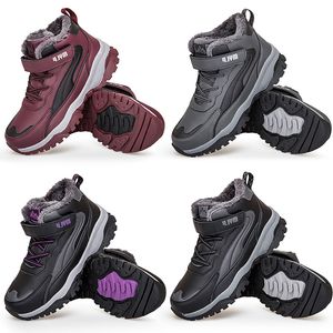 Зимняя непромокаемая хлопчатобумажная обувь, черные, фиолетовые, красные, темные, нескользящие зимние ботинки для занятий спортом на открытом воздухе, цвет 4