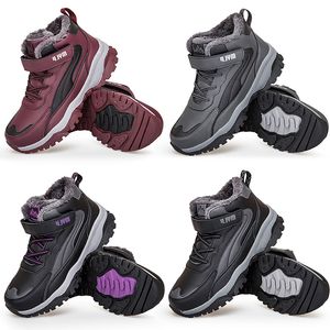 Scarpe invernali in cotone impermeabile nero viola rosso scuro stivali da neve antiscivolo sport all'aria aperta colore4