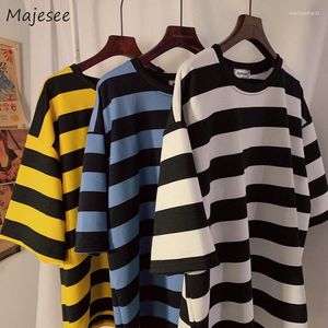 Men's T Shirts Striped T-shirts Men Loose Summer O-neck Tops Fashion Teens Half Sleeve Simple Harajuku Students Chic Basic Camisetas