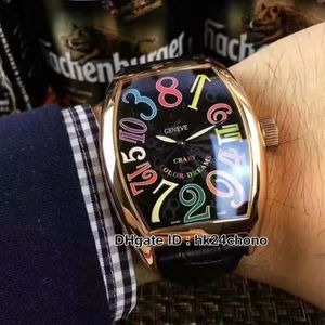 Högkvalitativa Crazy Hours 8880 CH Herr Automatisk klocka Rose Gold Case Color Number Mark Black Leather Strap Gents Sport Watch1941