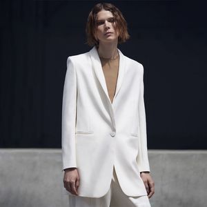 Blazer da donna Blazer 2023 Autunno e Winter Classic Basic Silk Wool Blend OneButton White Abito per donne 230920