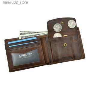 Money Clips Cow Leather Men Wallets with Coin Pocket Vintage Male Purse Function Brown Genuine Leather Men Wallet with Card Holders Q230921