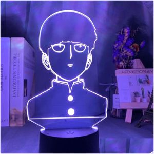 Luci notturne Lampada 3D Mob Psycho 100 Shigeo Figura Luce notturna per bambini Camera da letto per bambini Atmosfera decorativa Colorf Tavolo Usb Drop Deli Ot7Jh