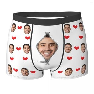 Mutande Modello Senza Cuciture Stampa 3D Personalizzata Regalo Po Intimo Uomo Morbido Immagine Pantaloni Boxer da Uomo Traspiranti Comodi Personalizza